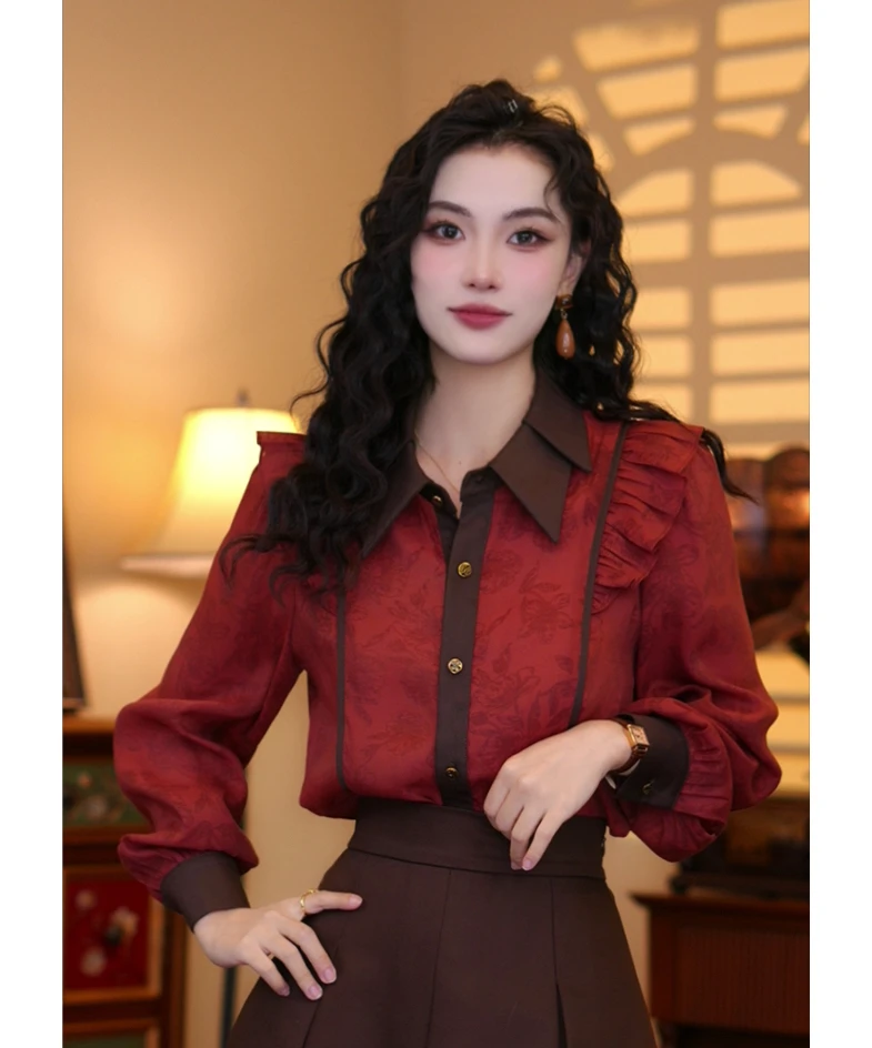 西西【琉璃爵士】秋季时尚显瘦设计减龄设计师新款上衣00670