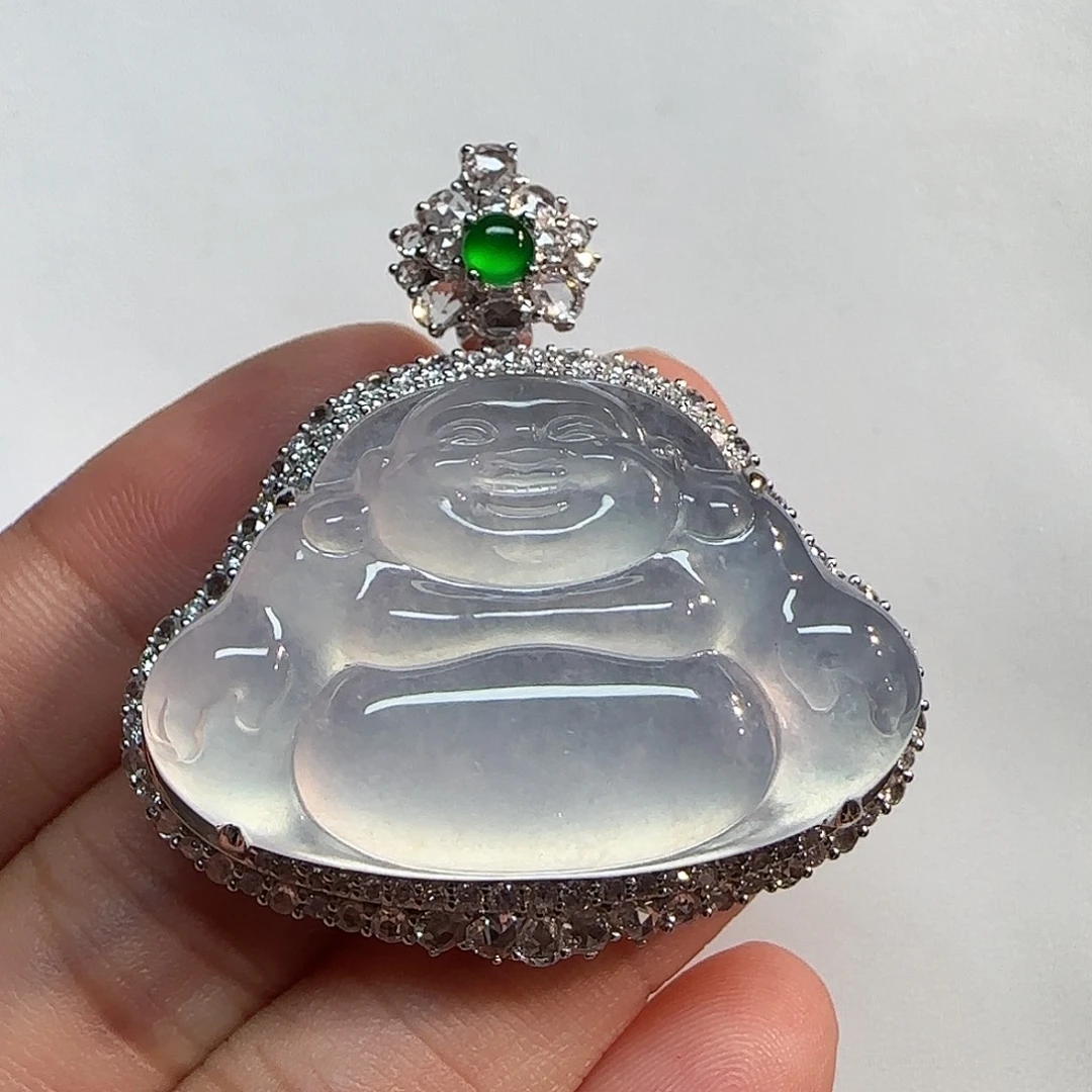 吊坠(不含链)18K金镶嵌翡翠佛公
