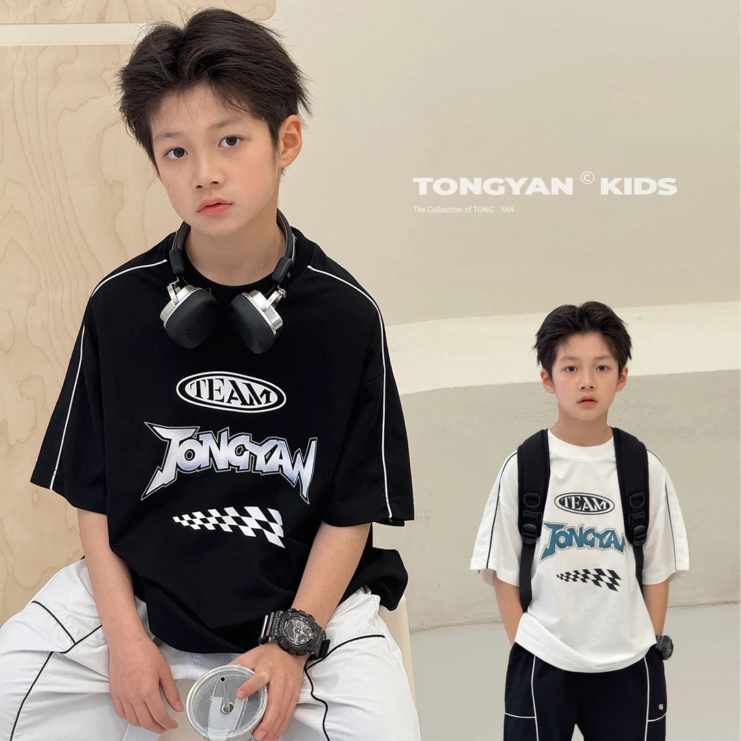 男童短袖T恤夏季新款潮童童装中大童五分袖儿童帅气半袖酷TY70938