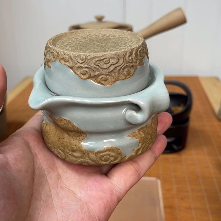 瓷片老段烧茶器茶具！