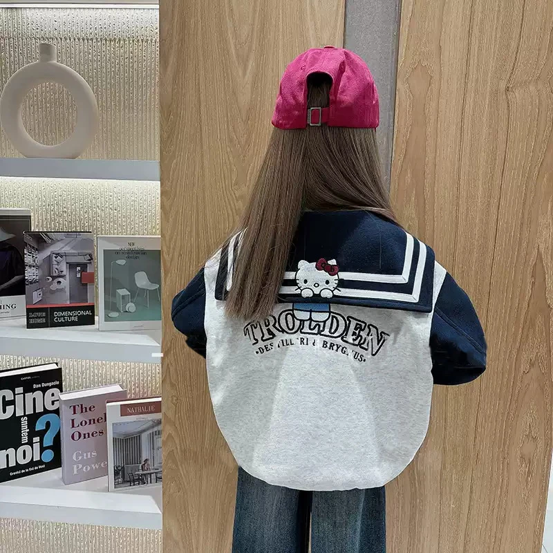 【现货】2025秋韩版东大门猫咪刺绣海军领女童外套 D780 780 P