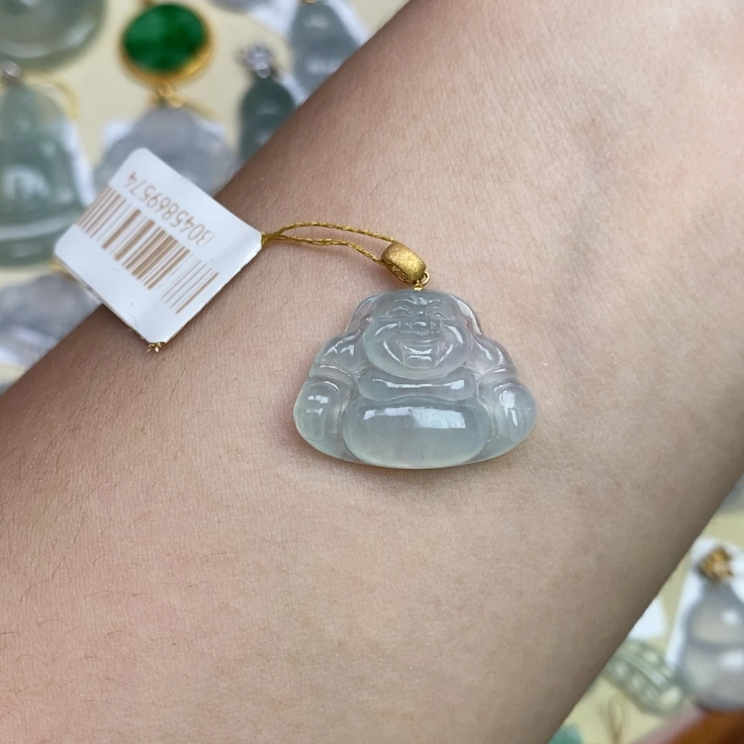 翡翠18K金镶嵌颈饰佛公