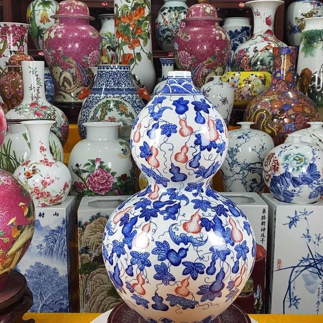 尼***扁陶摆件景德镇陶瓷葫芦