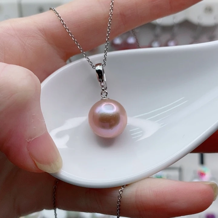 淡水珍珠银S925镶嵌颈饰12+A