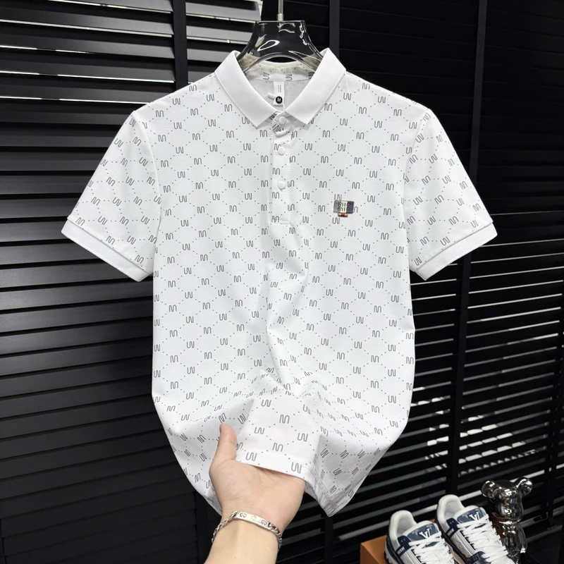 法帝卡尔克夏季新款高端男士时尚潮牌翻领短袖印花POLO衫休闲T恤