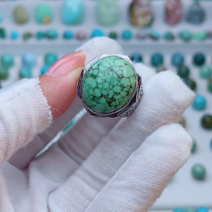 绿松石银S925镶嵌原矿