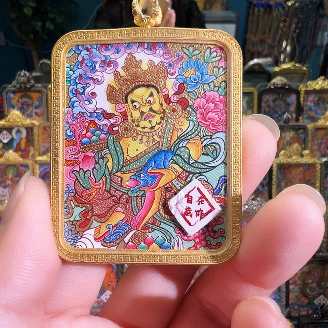 吊坠热贡纯手绘唐卡黄c