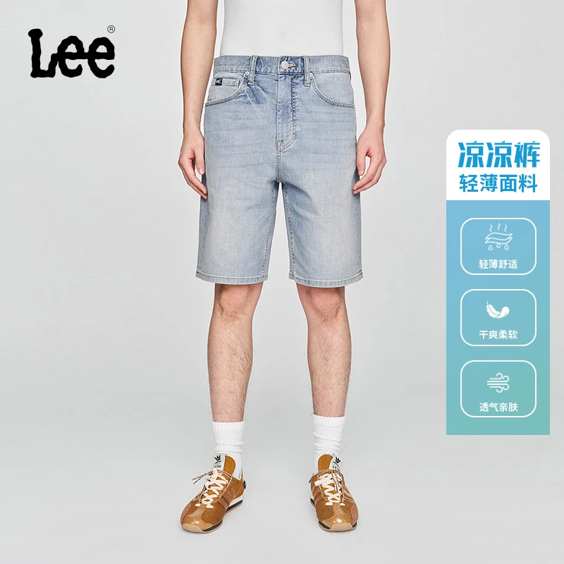 Lee25早春五袋款设计浅蓝色男轻薄牛仔短裤凉凉裤潮流A08284