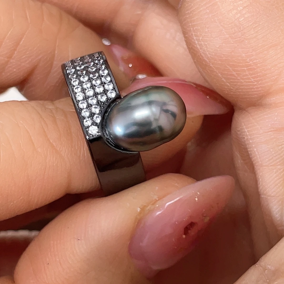 海水珍珠银S925镶嵌戒圈
