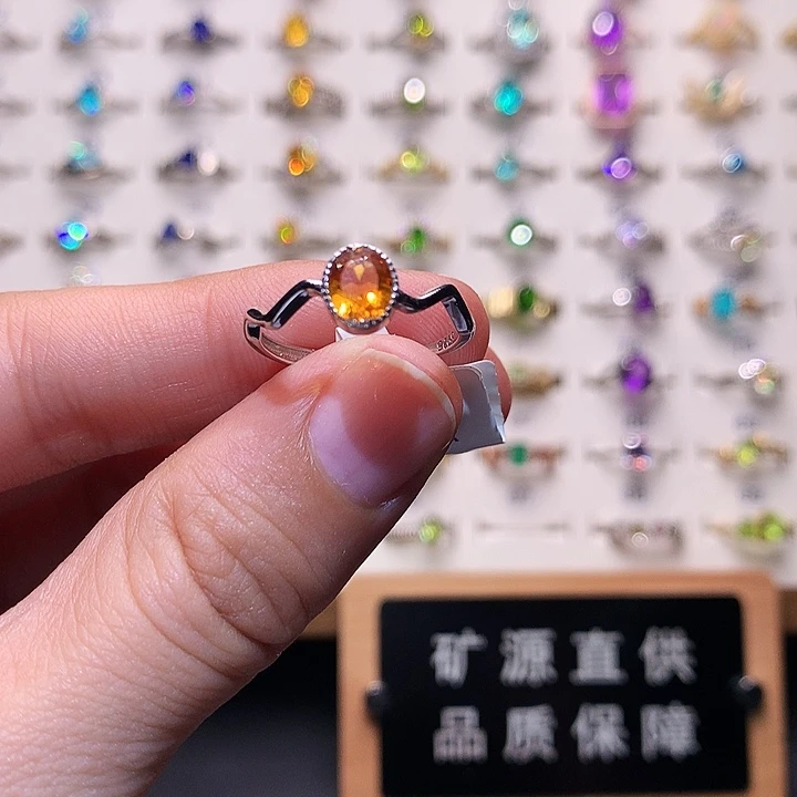 银S925镶嵌戒指黄晶