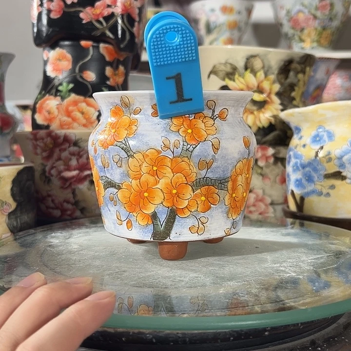 景德镇幸运花盆手绘韩式花盆