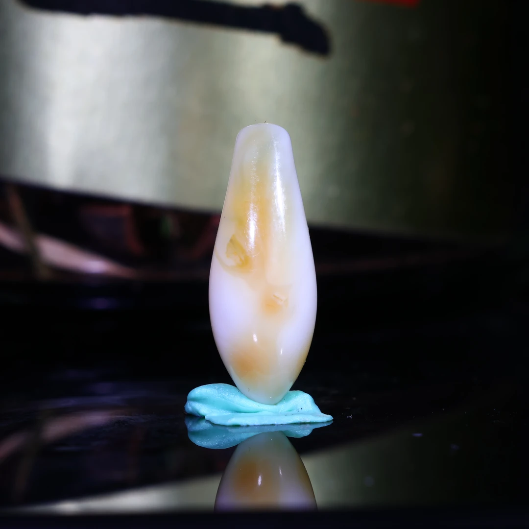 蜜蜡卡子侧挂天然原矿一物一图白蜡精工滴溜隔珠蜜蜡配饰-A364