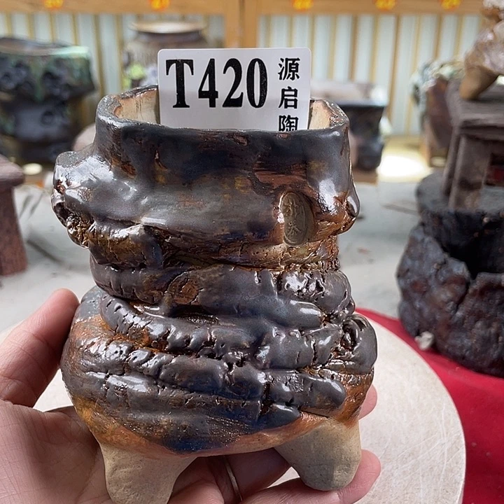 紫砂花盆景德镇陶瓷420瑕疵