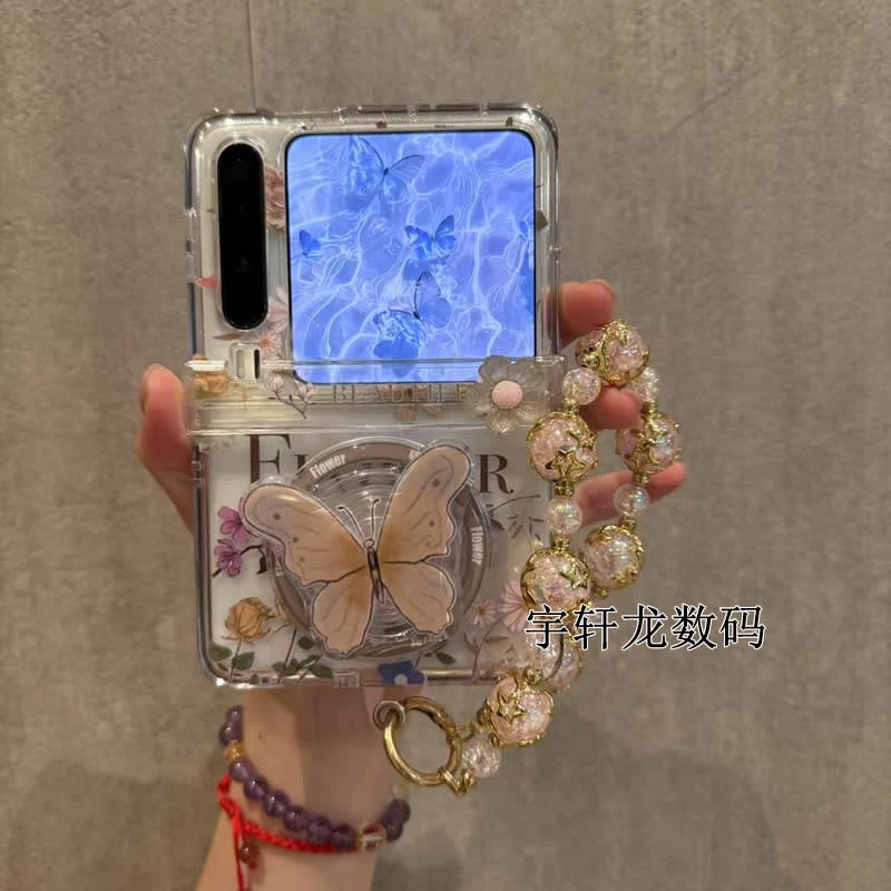 法式花朵蝴蝶结适用华为purax手机壳折叠屏pocket2小米mixflip2