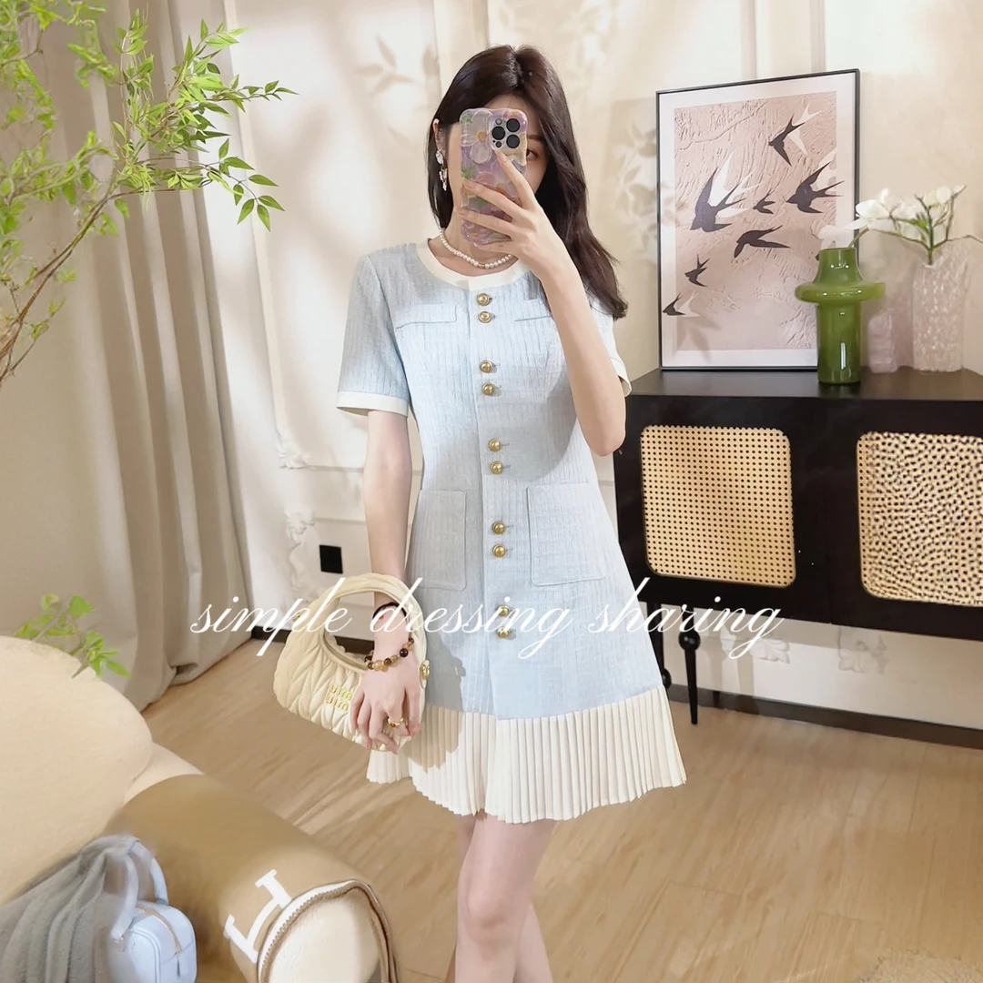 LULU【碧波云影】春夏新款时尚气质裙子修身显瘦连衣裙-25LU0004A