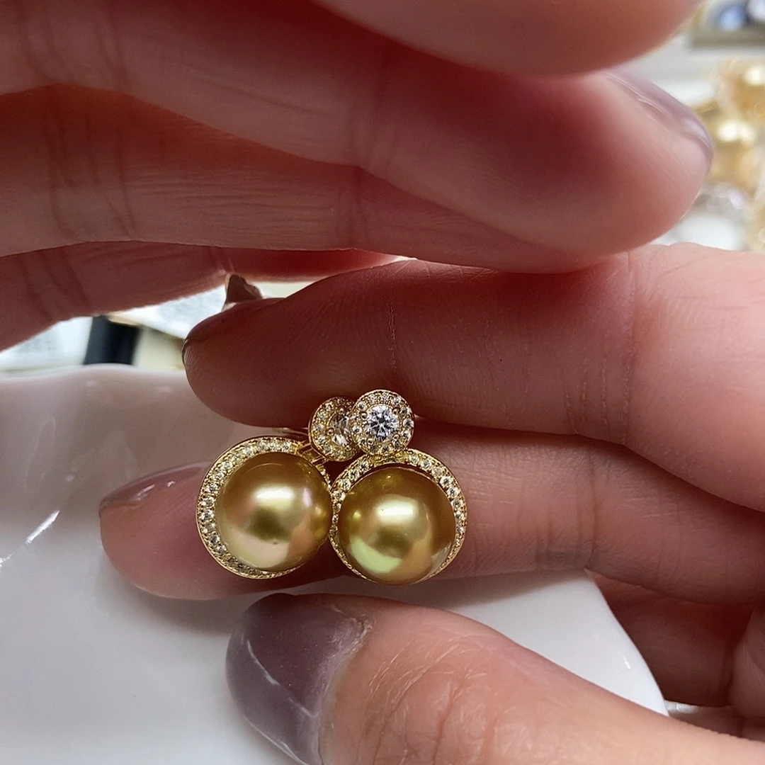 海水珍珠银S925镶嵌耳饰@@JE0017