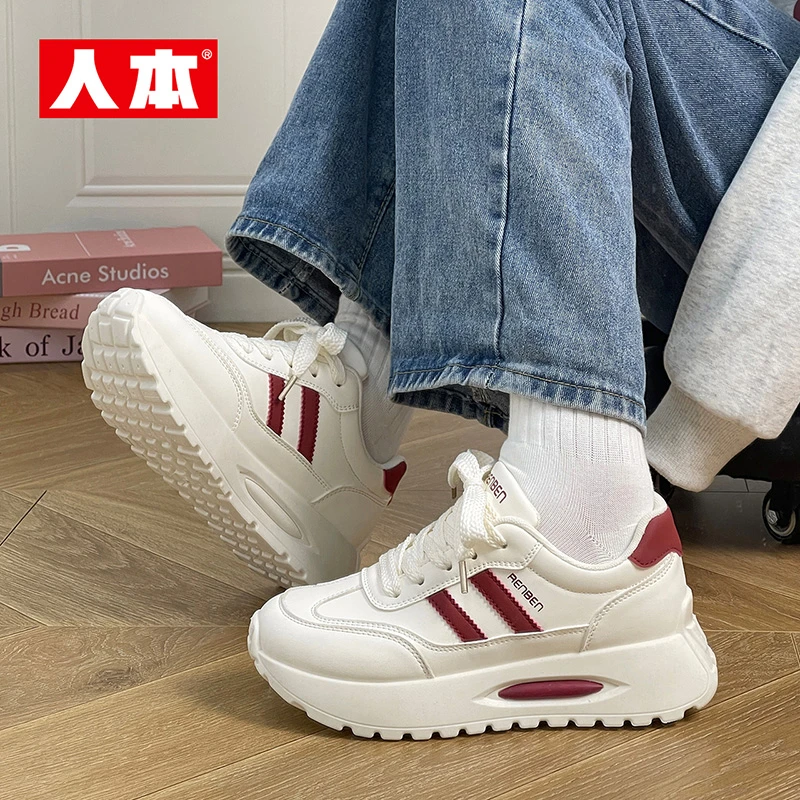 人本女鞋运动鞋百搭学院风跑步鞋青春潮流韩版休闲鞋透气休闲鞋子