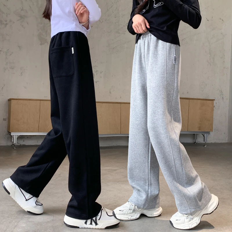女童裤子运动裤春夏2025新款儿童中大童直筒阔腿休闲卫裤春装女孩