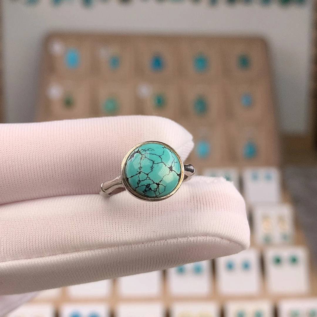 绿松石银S925镶嵌戒指