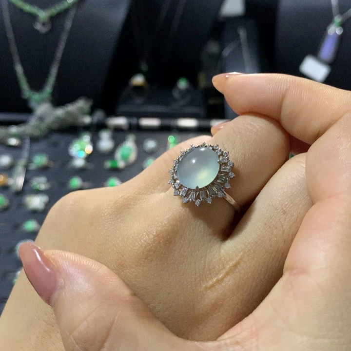 翡翠银S925镶嵌戒指