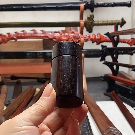 紫光檀木木牙签筒