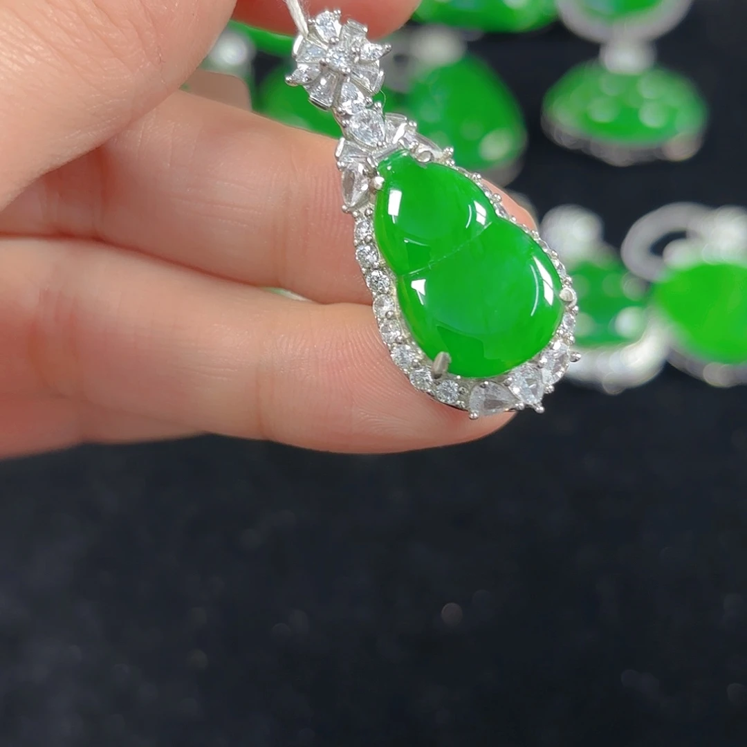 翡翠银S925镶嵌吊坠(不含链)