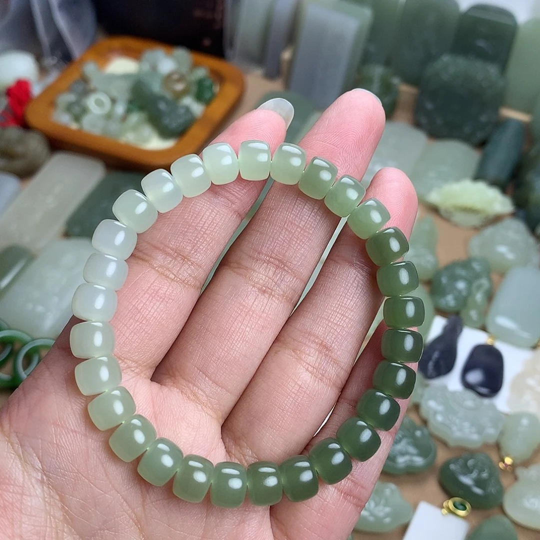 和田玉6*8mm珠子未镶嵌