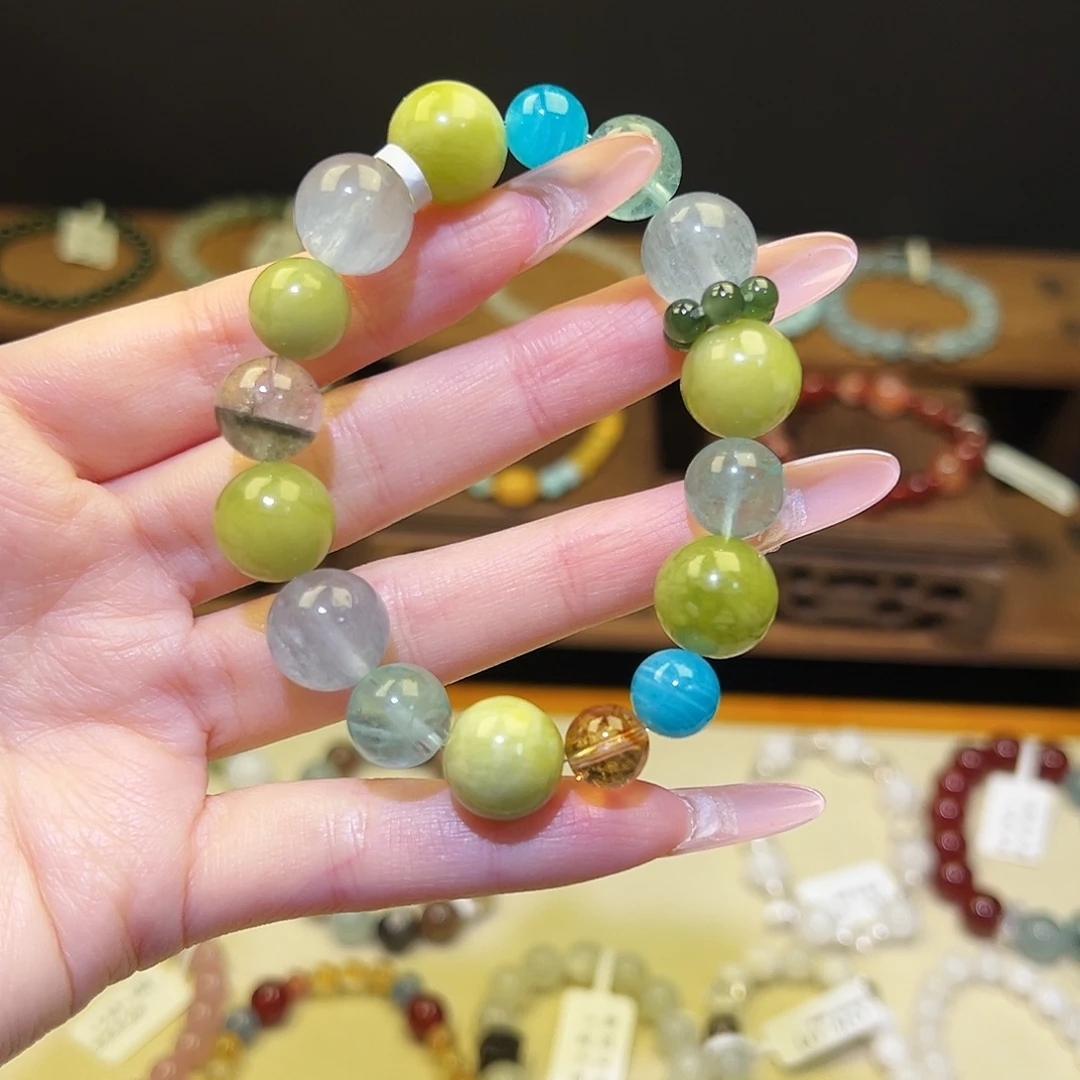 手串银S925镀金镶嵌水晶绿1572