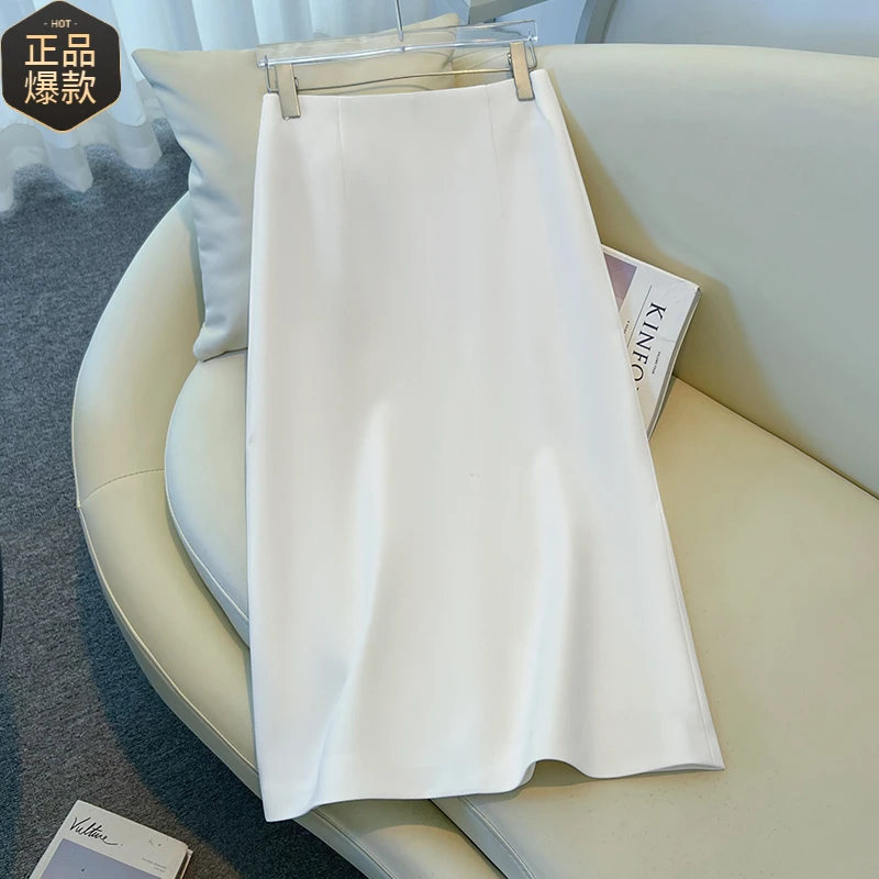 紫色半身裙女夏薄款2025新款气质高腰后开叉包臀裙a字西装直筒裙