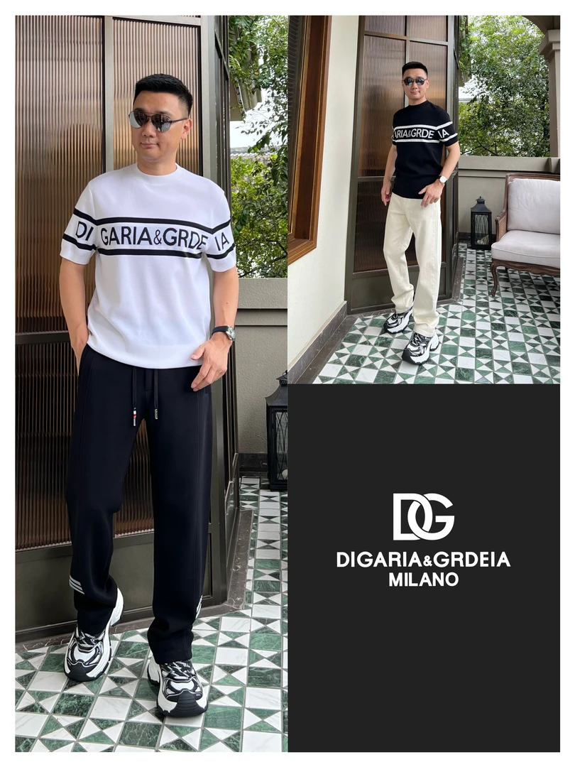 DG迪噶雅《国际行》2025秋冬男士时尚潮流休闲百搭圆领短袖羊毛衫