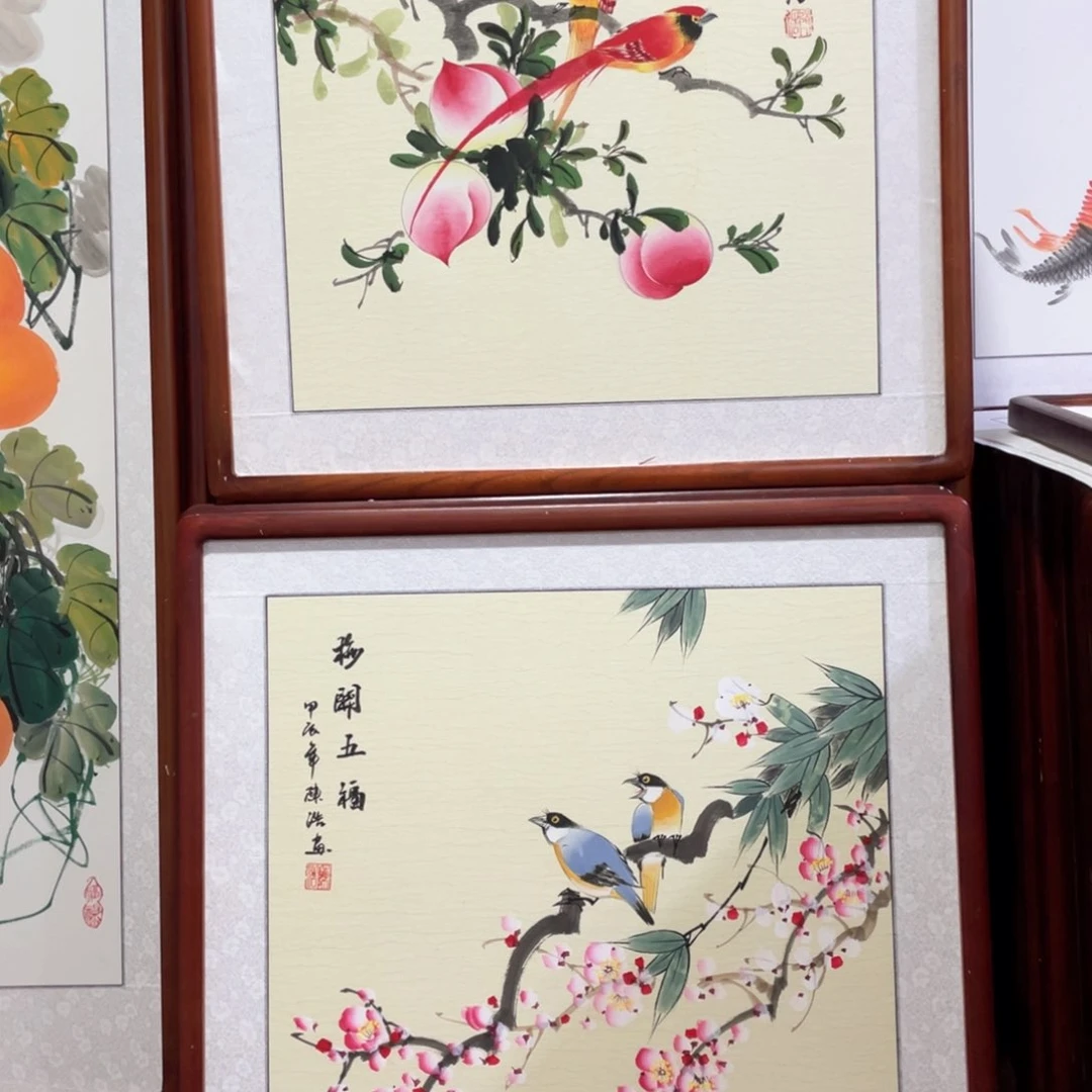 国画瑞*带框尺寸63*63厘米