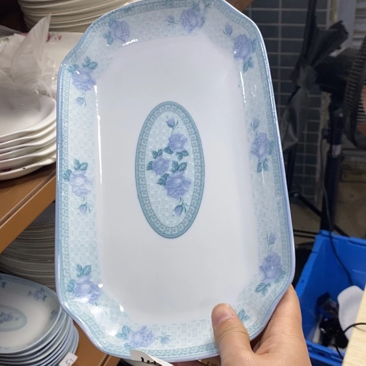 怡***阳摆件陶46号11.5英寸2个装青花瓷鱼盘