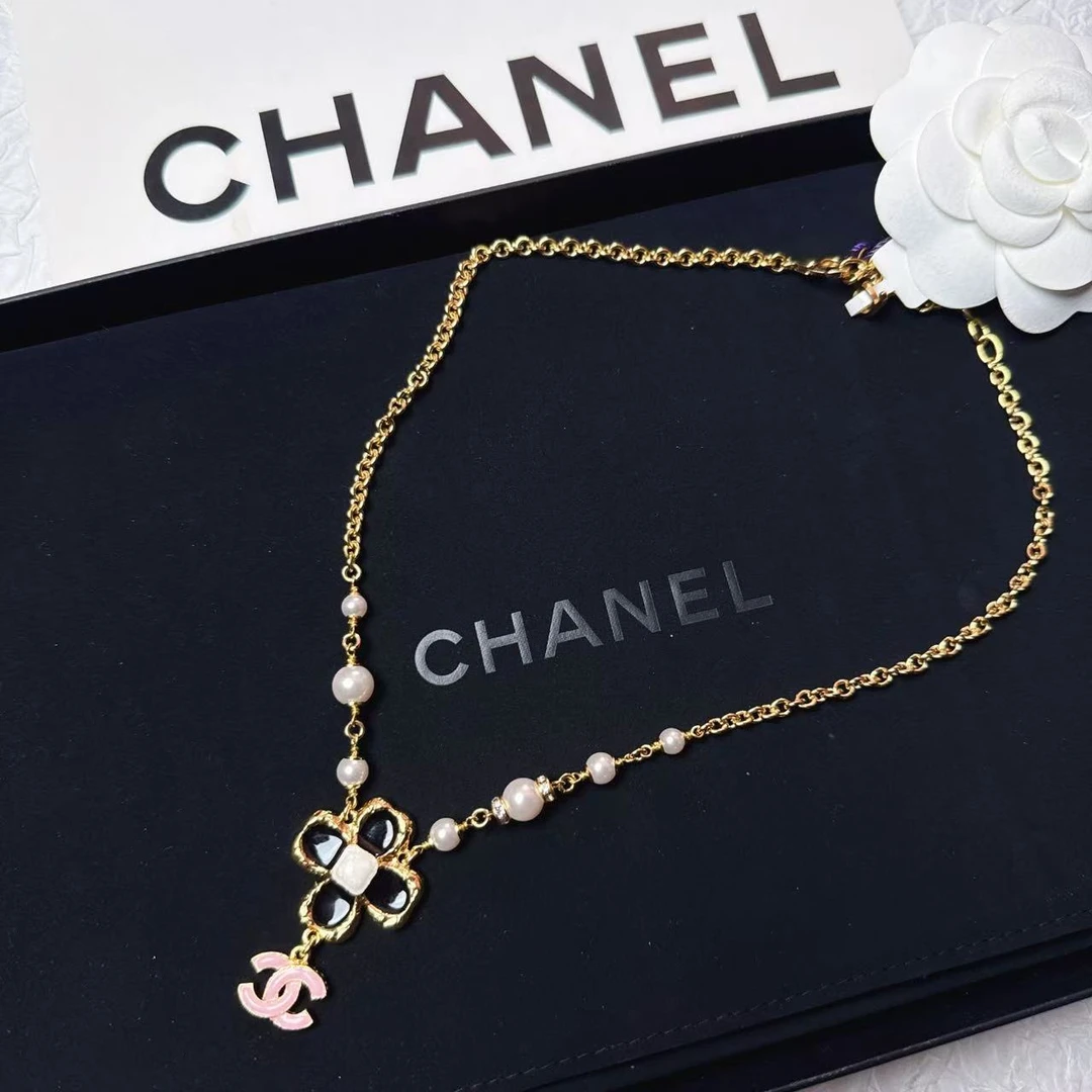 95新 Chanel/香奈儿 柚礼中古/香奈儿十字黑珐琅吊坠项链LZ503306