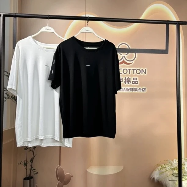 BL02-3512 【品牌清仓】女士本草棉情侣压标圆领T恤