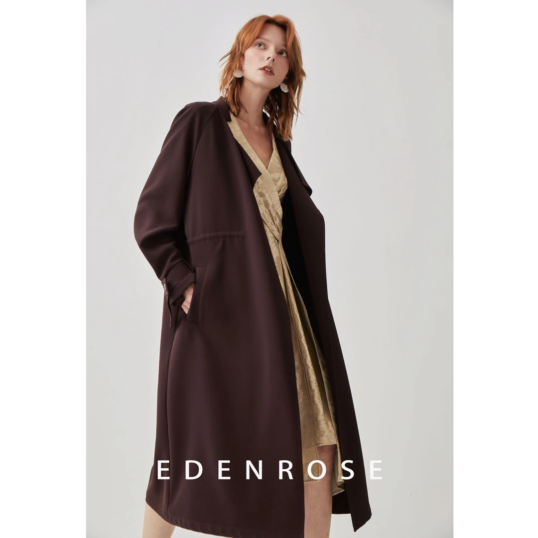 EDENROSE 商场同款复古垂感风衣外套EETQ08387-5