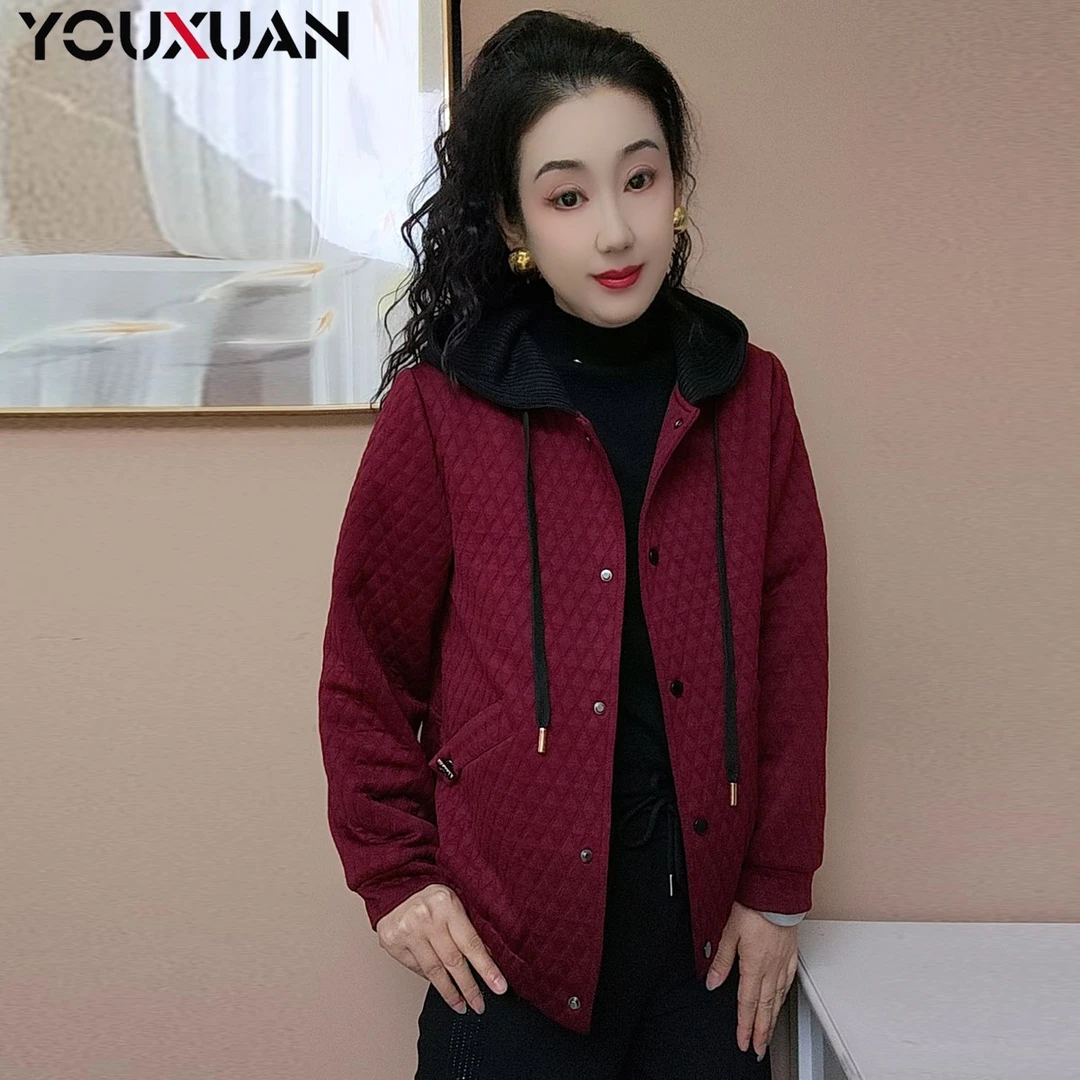 【小棉袄】【压缩丝绵】冬季新品百搭宽松长袖女士连帽保暖外套62888