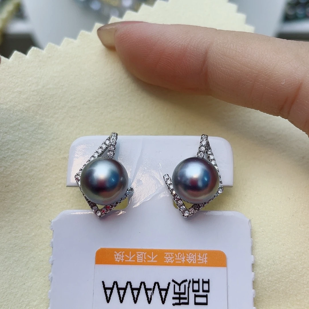 海水珍珠银S925镶嵌耳饰w54