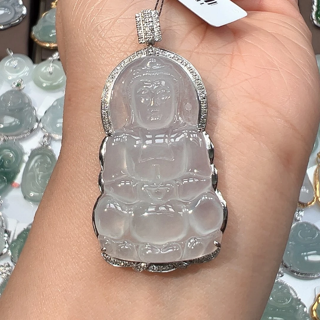 翡翠18K金镶嵌吊坠(不含链)1381