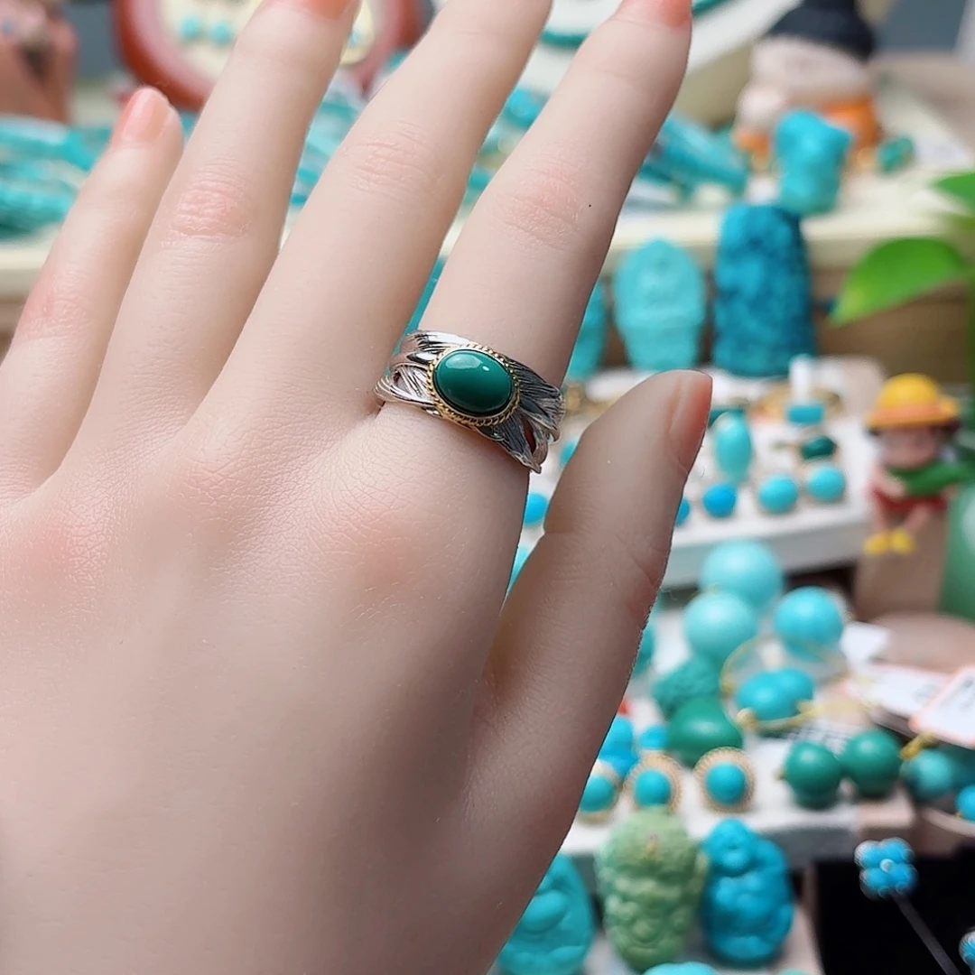 绿松石银S925镶嵌戒指