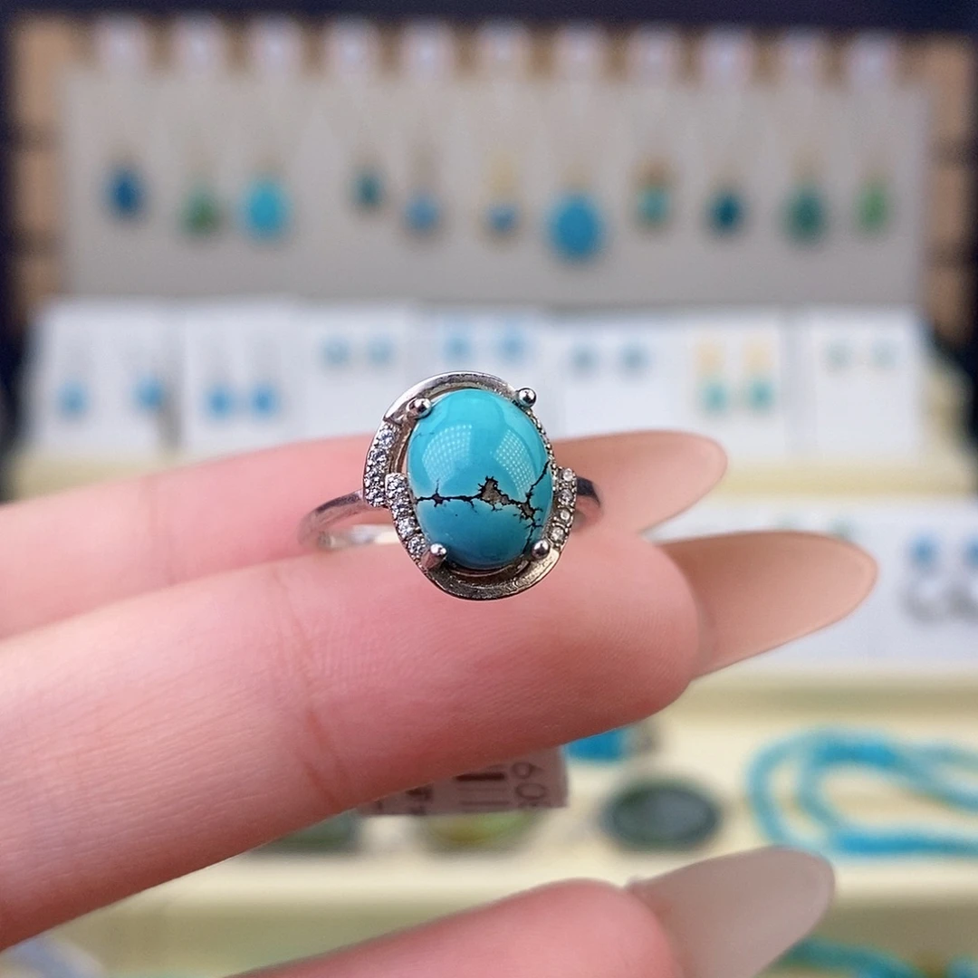 绿松石银S925镶嵌戒指