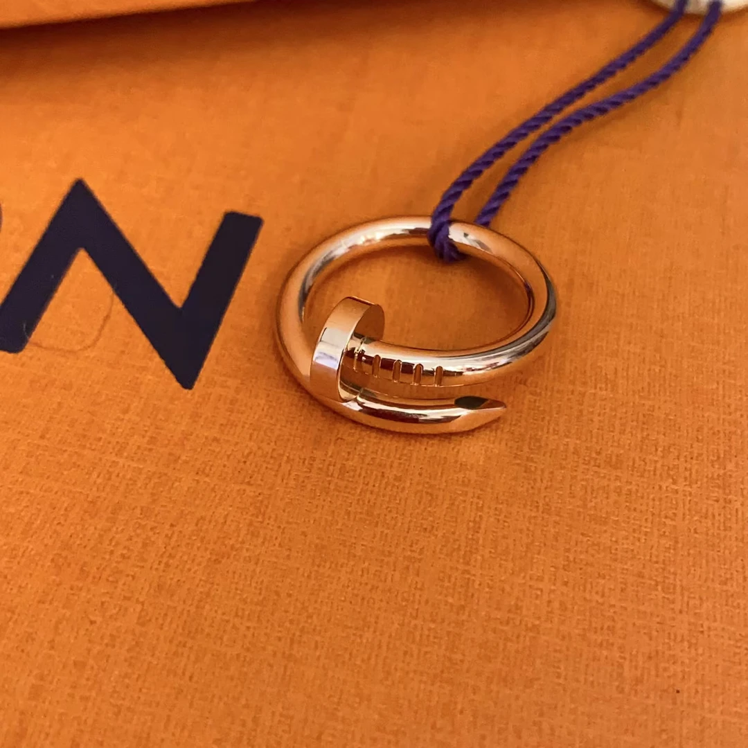 99新 Cartier/卡地亚 钉子戒指/18k玫瑰金/#53/宽版卡地亚戒指