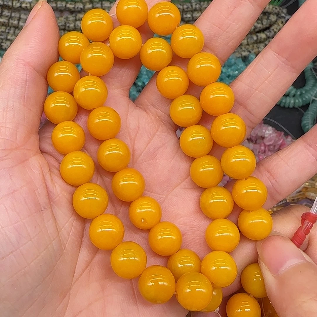 玛瑙/玉髓合金珠宝半成品黄玛瑙10mm一条