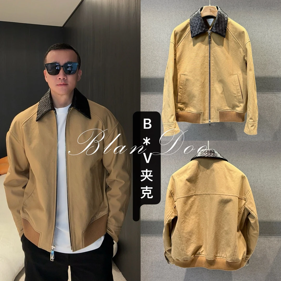 （秋款）BLANDOO "进口羊皮”  BV风格可拆卸编织羊皮领夹克2520B