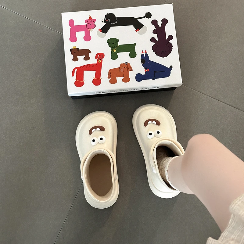 时尚可爱卡通搞怪大眼仔夏季雨鞋女2025新外穿防滑厚底沙滩凉拖鞋