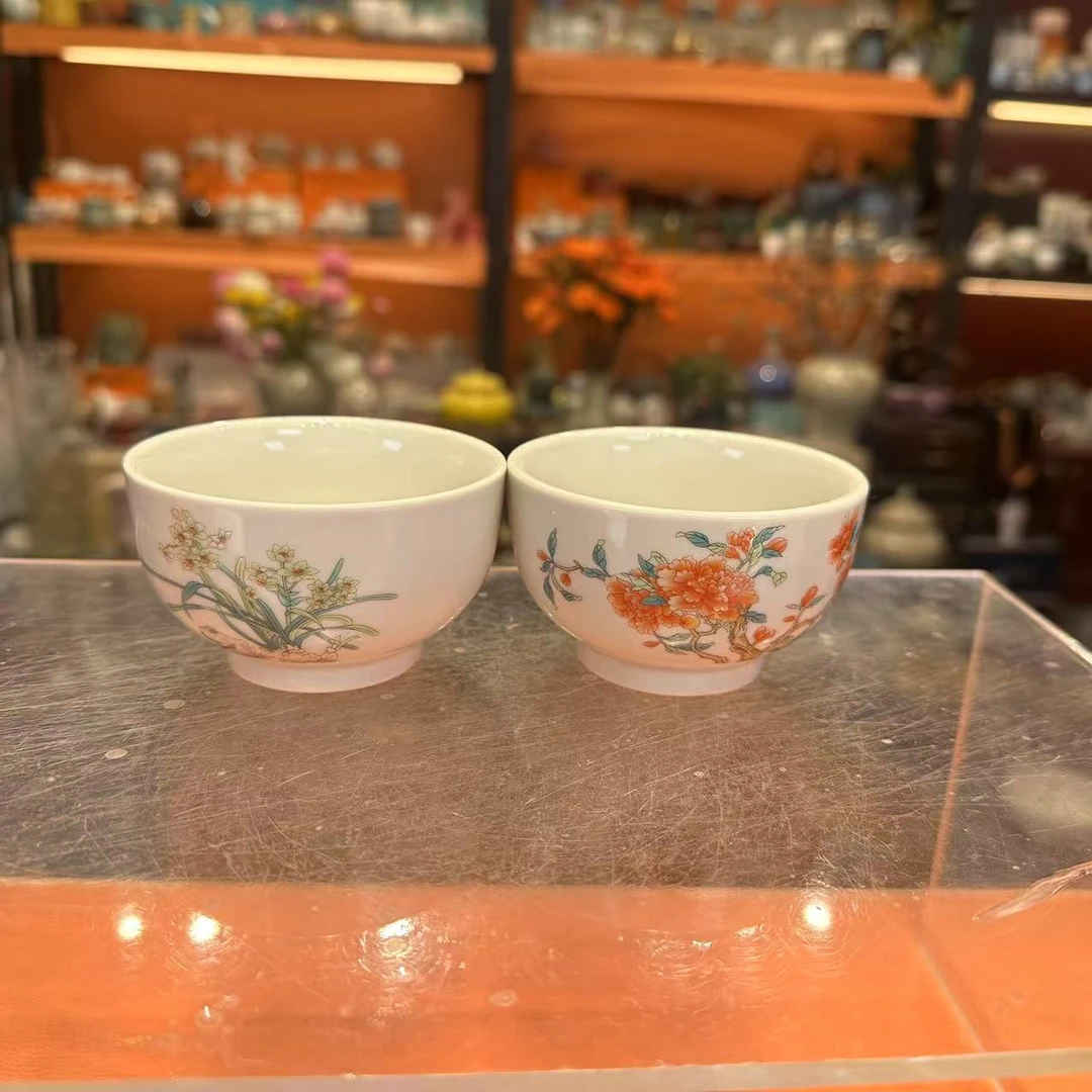 友名陶瓷  草木灰山茶花大碗杯茶杯主人杯品茗杯-5844