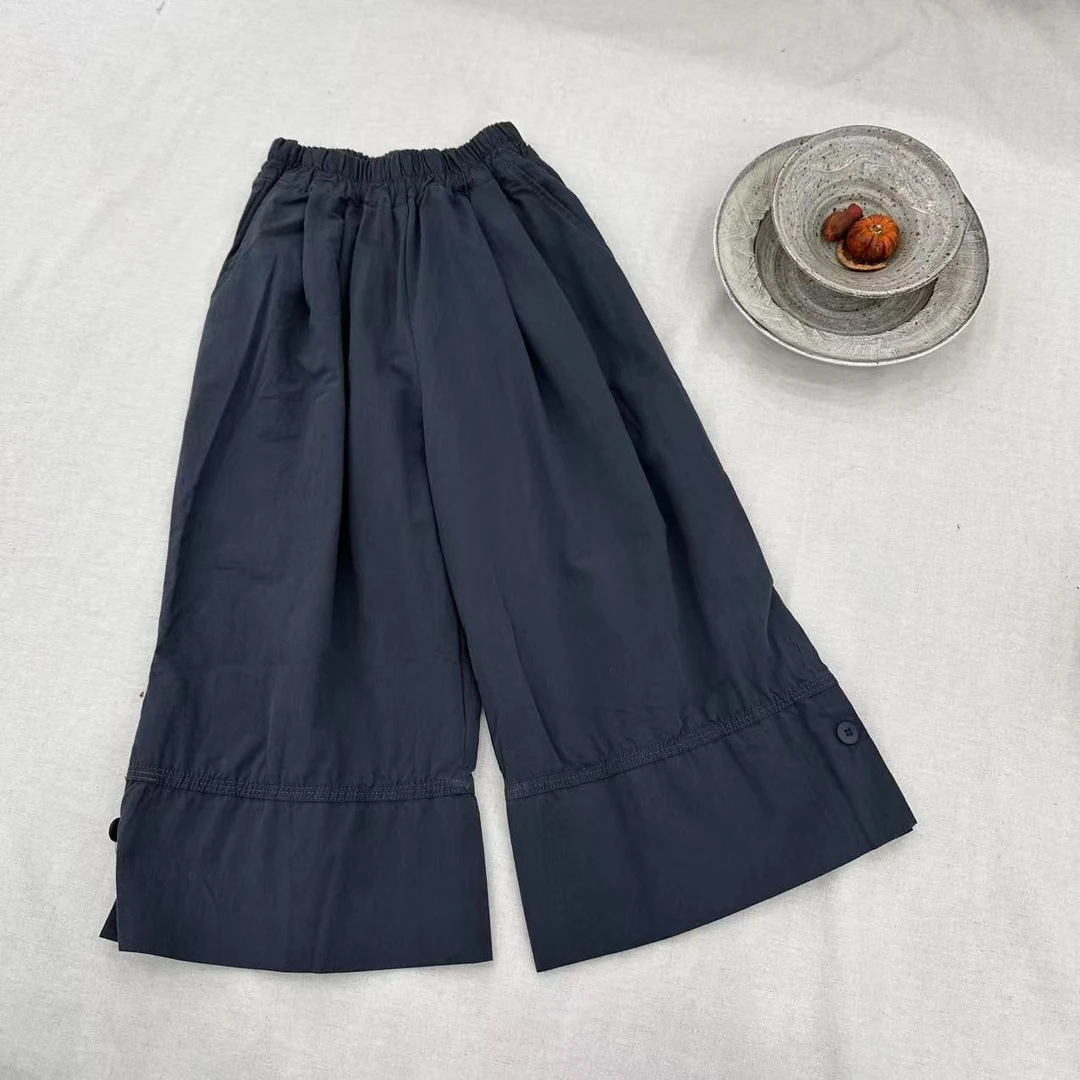 〖姐姐家〗2025夏款儿童萌娃穿搭藏青色净面直筒裤bt5903