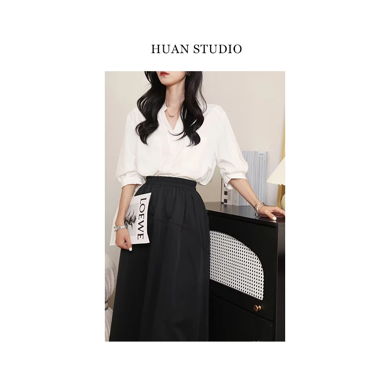 沫晗依美【小夜曲】2025秋夏新款半身裙显瘦气质黑色法式小众3541