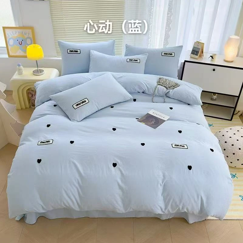 云柔棉绣花三件套（床裙款）01