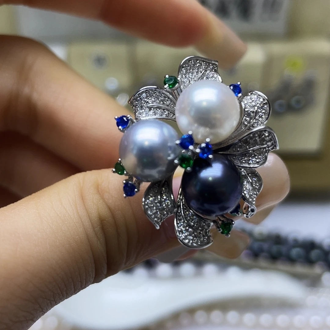 海水珍珠戒指银S925镶嵌