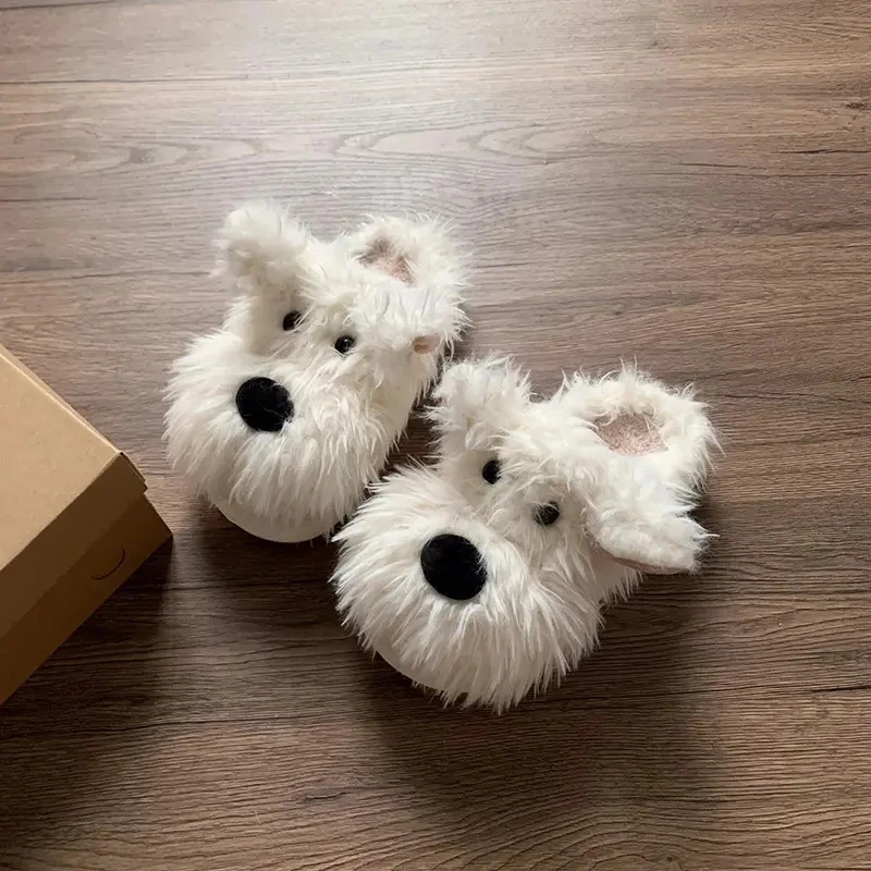 2025年新款潦草小狗棉拖鞋女冬室内加厚保暖防滑舒适毛绒外穿棉鞋